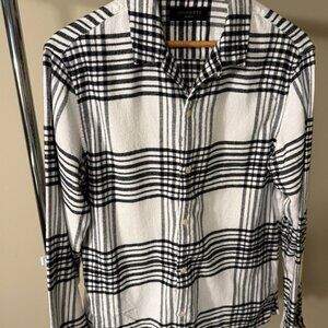 All Saints White Black Plaid Flannel Shirt Size Medium (Men's)